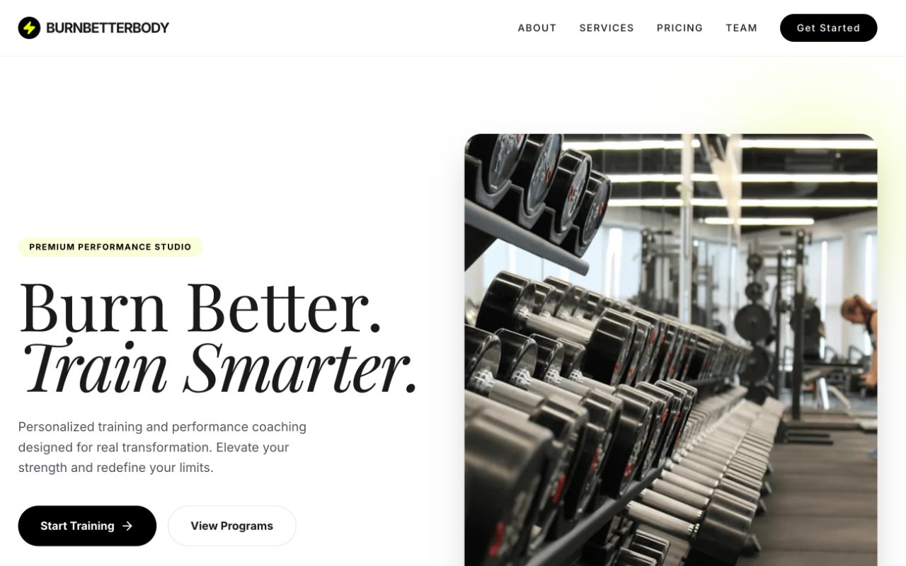 BurnBetterBody — site hero