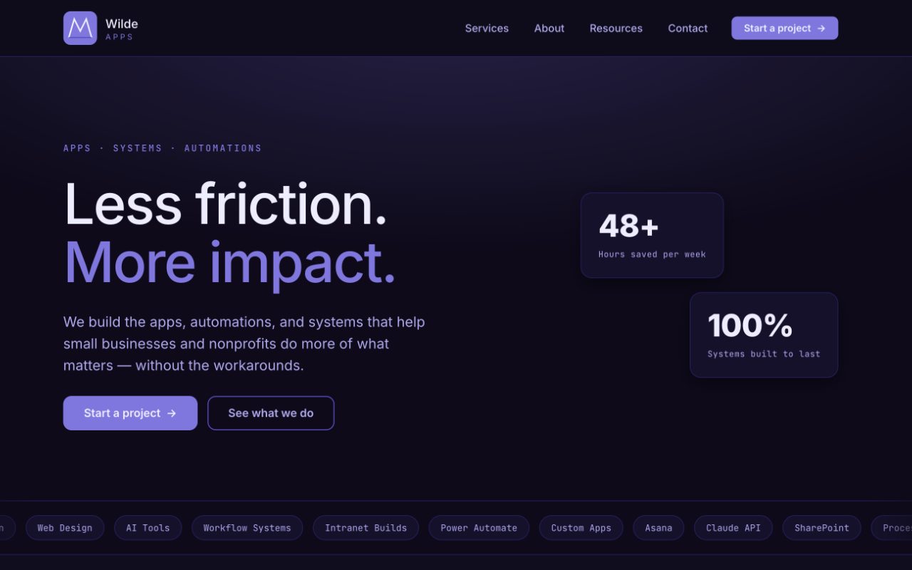 Wilde Apps Studio — site hero